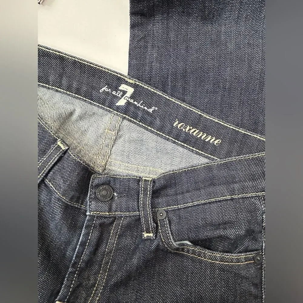 7 For All Mankind Roxanne Straight‎ Leg Skinny Jean Dark Wash Size 26